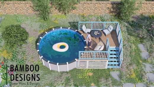 Rio Circle Pool Deck Plan – 10x12 Above-ground Pool Deck With Staircase | DIY PDF Plans for 14’ Round Pools - Etsy