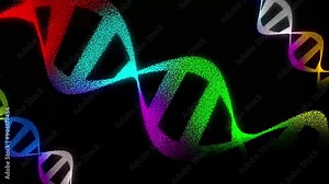 Animation of DNA. Conceptual design of genetic information for science animation. VR colored DNA molecule. DNA molecules in chromosomes. science, biology