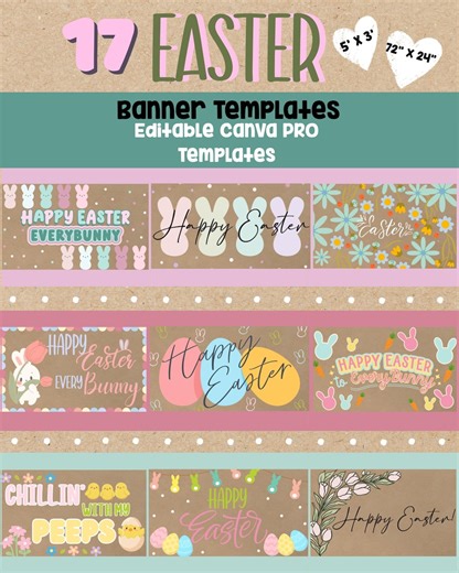 Easter Banner Template | Hand Painted Easter Banner | Printable Easter Decor | Editable Digital Download Party Banner - Etsy