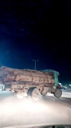 A long heavily log laden Lorry presents a high risk of tipping or being immobolized.😱#lorries#danger