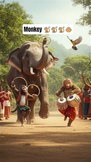 elephant dancing and monkey 🐒#tabla #ring #bandar #funny 🐒🐵#dance