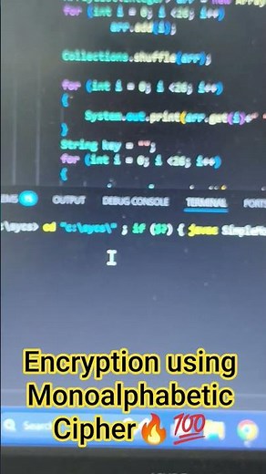 Encryption using Monoalphabetic Cipher🔥💯 #shortsfeed #coding #crytography #coding #java #windows