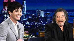 614K views · 8.9K reactions | Al Pacino & Logan Lerman talk about working together in 'Hunters', playing poker, and a run-in with Chris Hemsworth at the gym. | The Tonight Show Starring Jimmy Fallon | Facebook