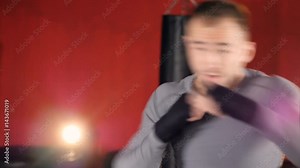 Close-up. MMA fighter shadow boxing, training for the big fight. HD. Stock Video