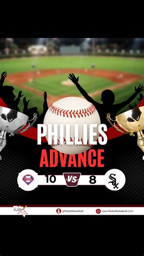 Here’s a more exciting, headline-worthy version with your updates added: --- Phillies Survive Late Surge to Punch Ticket to Championship Showdown By GameChanger The Phillies are heading to the 30 Division Championship, but they had to survive a wild, heart-pounding finish to get there. After building a 4-run cushion in the seventh, the Phillies watched the White Sox mount a furious rally—closing the gap with a single and back-to-back bases-loaded walks. But in the end, Philadelphia held strong a