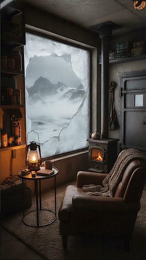 Post-Apocalyptic Ice Shelter🌑Full Moon Blizzard, Steel Cabin Survival & Fire Ambience | Frozen Earth