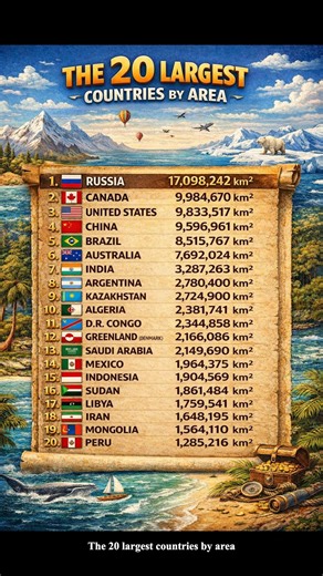 Largest Countries in the World 🌎 Top 20 Ranked by Area
