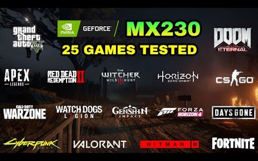英伟达 GeForce MX230 25款游戏测试
