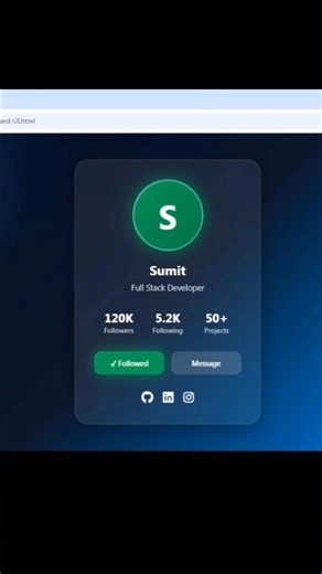 Build This Premium Profile Card UI Using HTML CSS & JavaScript 🔥
