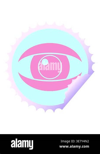 pixelize effect animation of staring eye graphic vector circular peeling sticker Stock Video Footage - Alamy