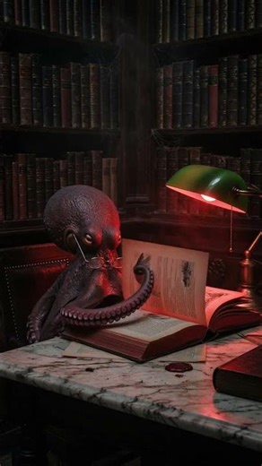 Octopus reading book