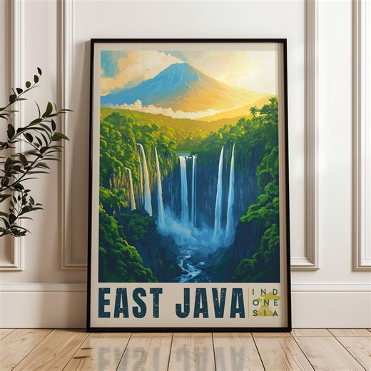 Tumpak Sewu Waterfall Poster: East Java Indonesia Travel Art - Etsy