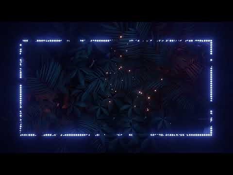 Blue Leaves with Neon Lights Frame border Animation || Tropical || Loops and dots