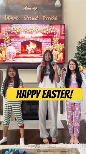 Gymnast sisters 🥚🤸‍♀️ starting the morning with an Easter egg hunt! Happy Easter! #gymnastics