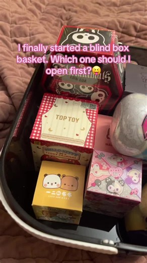 It’s so hard to not open them all immediately😅! #fyp #unboxing #viral #blindboxes #whichwouldyouchoose #commentbelow👇🖤 #characters #sanrio #miniso #5below #hottopic #meijers #excited