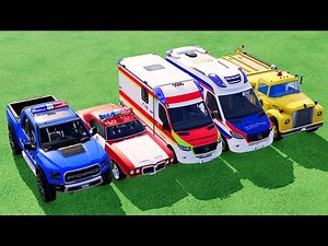 TRANSPORTING POLICE CARS, FIRE DEPARTMENT, AMBULANCE VEHICLES WITH TRUCKS #56 ! Farming Simulator 22