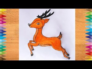 How to draw deer for kids || how to draw deer step by step || how to draw running deer drawing ||