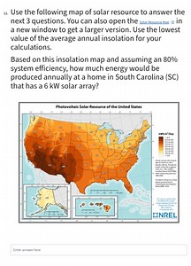 Based on the provided Photovoltaic Solar Resource map of the Un... | Filo