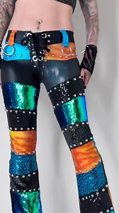 New studded hologram sequin pants ✨ One of a kind, releasing on Monday! | Metal Threads