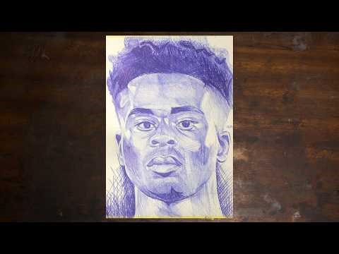 Watch me draw SAKA With Blue Pens | Portrait Drawing Time-lapse | aavn art | Pen Art