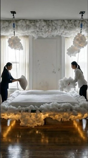 Building A Bed In The Clouds! ☁️✨ #DIY #DreamBed