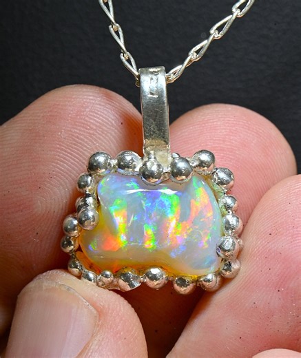 Opal Pendant,ethiopian Pendant,silver Pendant,ethiopian Jewelry,sterling Silver.925,ethiopian Opal,handmade Jewelry,light Jewel,gem Quality - Etsy Canada