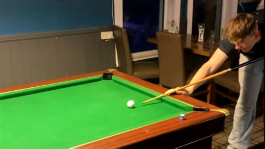 Pool game goes wrong: Boy’s pool cue slips and hits the glass