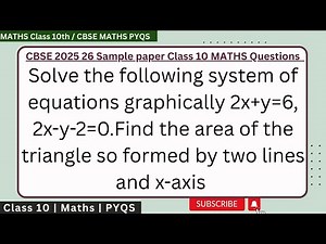 Solve the following system of equations graphically 2x+y=6, 2x-y-2=0.Find the area of the triangle s