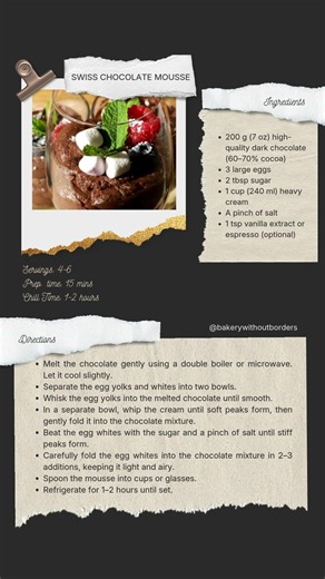 Swiss Chocolate Mousse Recipe