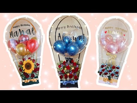 DIY Hot air Balloon with Flower box tutorial || Hot air Balloon Bouquet 🌹