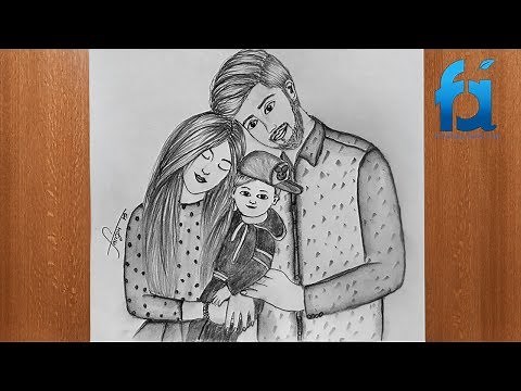 How to draw happy Family Sketch || Happy family sketch || New video from Farju art & Craft