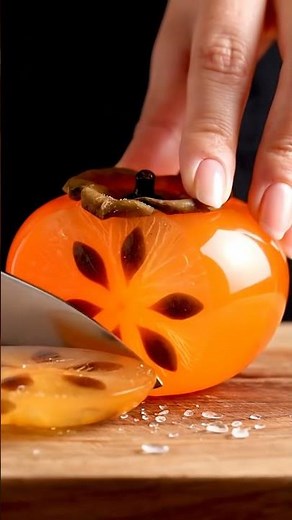 ASMR: Hyper-Realistic Jelly Glass Fuyu Persimmon Slicing (No Talking, No Music)