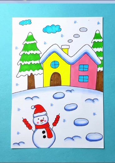 Easy Winter Scenery Drawing Tutorial