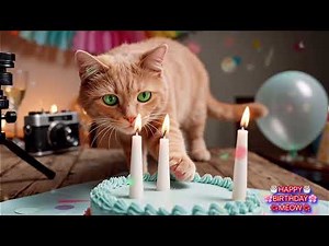 Happy Birthday Meow Song for Kitties 🐱 Birthday Music for Cats