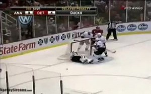 Datsyuk vs Perry fight (red wings/ducks 08.10.2010)