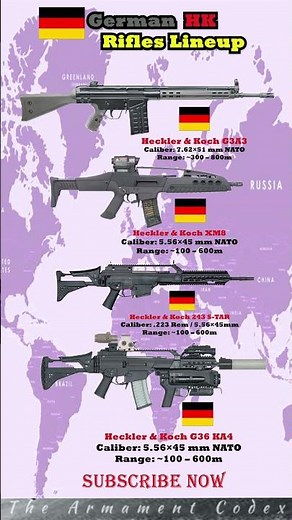 German HK Rifles Lineup: G3A3 → XM8 → HK 243 S-TAR → G36 KA4 🇩🇪⚡ #shorts #germany #subscribe