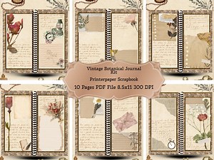 Botanical Antique Paper Junk Journal Printable Ephemera Craft & Collage - Etsy