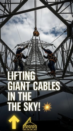 Power Line Construction: Extreme Heights & Heavy Cable Installation! #shots #california