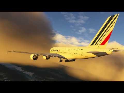 giant airbus a380 air france takeoff from orlando