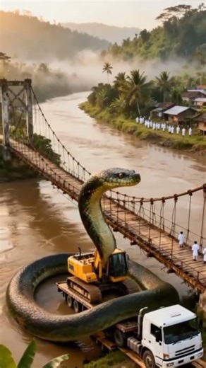 Nyaris Celaka! truk Alat berat hampir terbalik ke sungai keruh akibat ular #truck #truk #shorts