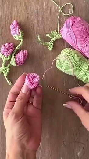 How to make a rose bud . Crochet tutorial #bienhinh #knitting #crochet #crochettutorial #music
