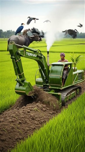 Amazing green mini homemade excavator helps farmer, #agriculture, #robot, #farming, #agritechterhav