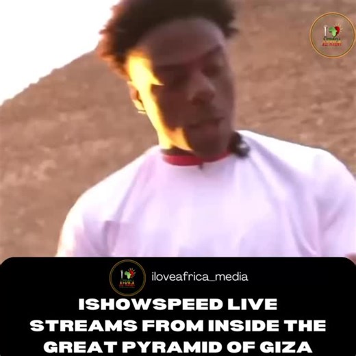 Ishowspeed live at The Pyramid of Giza, also known as the Great Pyramid of Khufu (or Cheops). It is the largest and most iconic of the three pyramids on the Giza Plateau in Egypt. It is one of the Seven Wonders of the Ancient World and the only one that still exists today, making it a symbol of ancient engineering and architecture. #explore #exploremore | I Love Africa