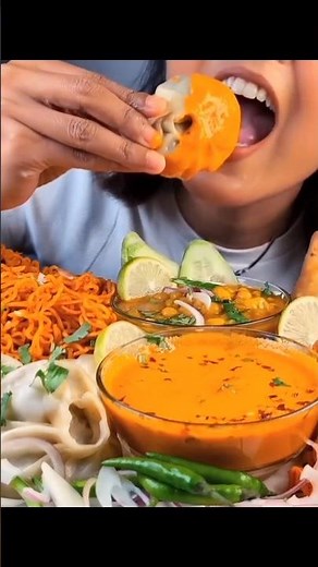 ASMR: Eating momo eating challenge 😍 best momos eating with tomato chutney eating Mukbang🤤😍