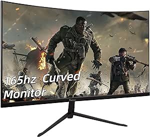 Prechen 24" Curved Frameless Gaming Monitor, 1800R, VA, FHD 1920x1080, 165Hz (144Hz Supported), AMD FreeSync Premium, 3000:1 Contrast Ratio, 2ms, VESA Mountable, HDMI, USB, DisplayPort, Black