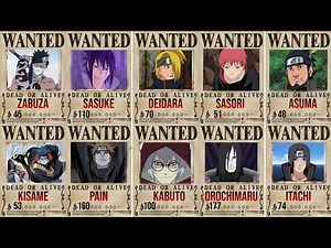 as 10 maiores recompensas do livro bingo em Naruto Shippuden