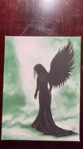 When Angels Weep (Acrylic Painting)#art #acrylicpainting #halloween #acrylicscenery