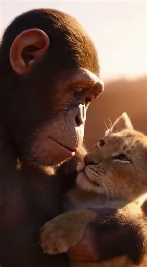 Lion Cub Falls… Then a Chimpanzee Does the Impossible 😭🦁🐒