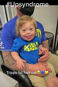 Tripp’s first hair cut! He did SO good. Only took them 8 minutes because he was so well behaved! He did let us know a couple of times what he had to think about it though😂💙💛 | TeamTripp