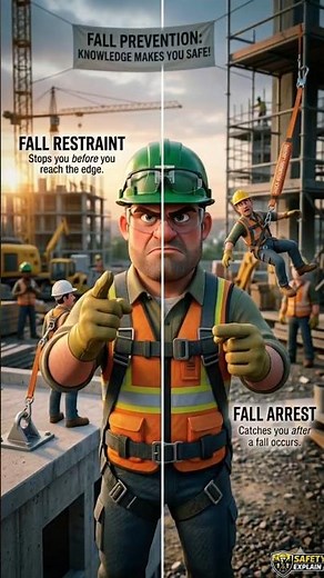 Fall Restraint vs Fall Arrest | HSE Safety #safety #hse #workatheight #constructionsafety